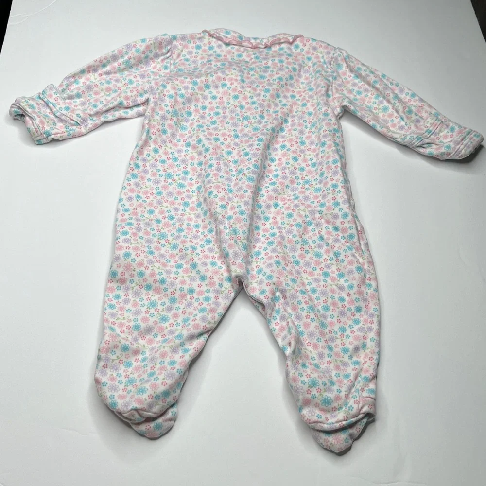 Kissy Kissy Pink and Blue Floral Footie 0-3m a34